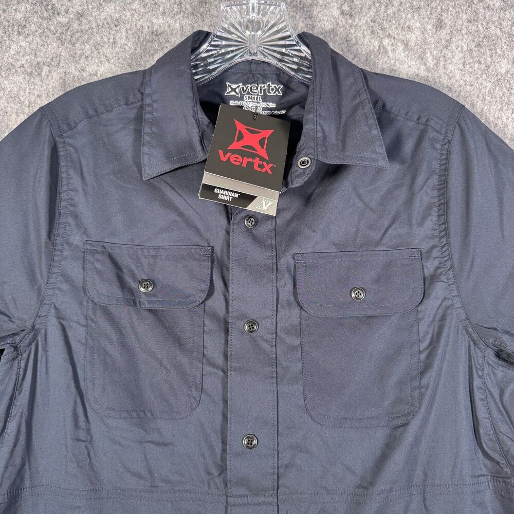 Vertx Guardian Shirt Mens Small Blue Short Sleeve Performance Wear Snap NWT